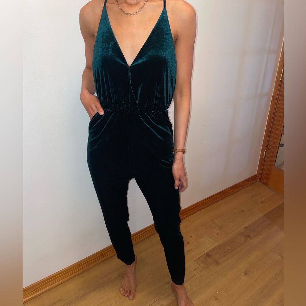 Green Velvet Gianni Bini Jumpsuit Size S